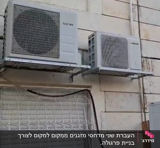 שני מזגנים מותקנים על קיר חיצוני של בניין